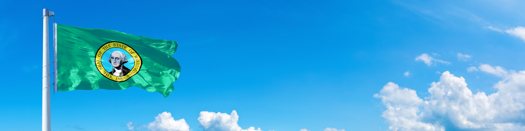 Blue Sky with Washington State flag flying